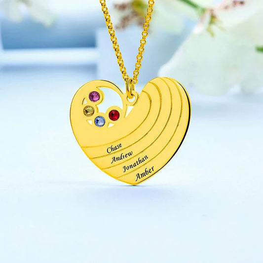 Heart Necklace with Birthstone &Name - Glamour