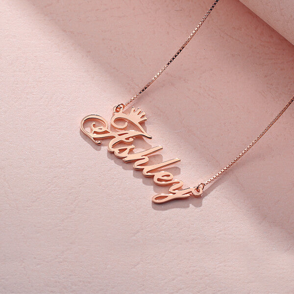 Personalized Name Crown Necklace - Glamour