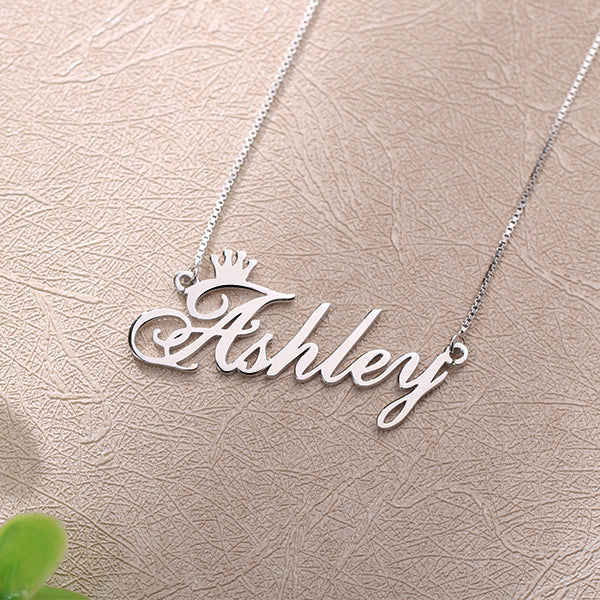 Personalized Name Crown Necklace - Glamour