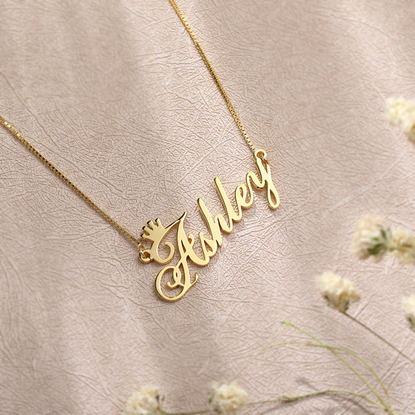 Personalized Name Crown Necklace - Glamour