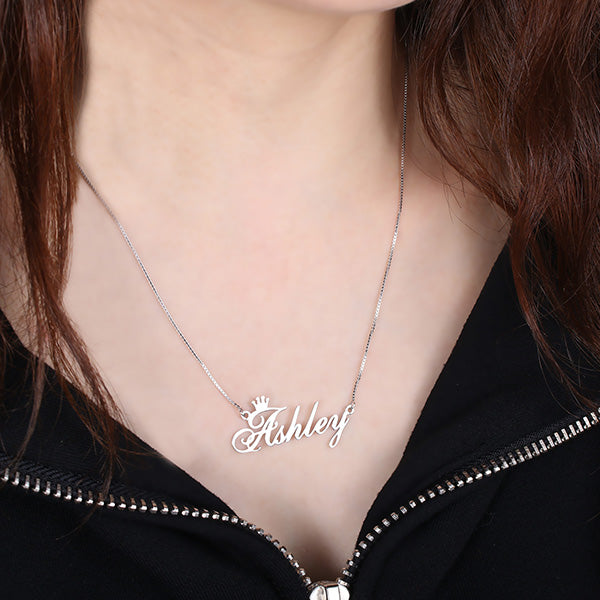 Personalized Name Crown Necklace - Glamour
