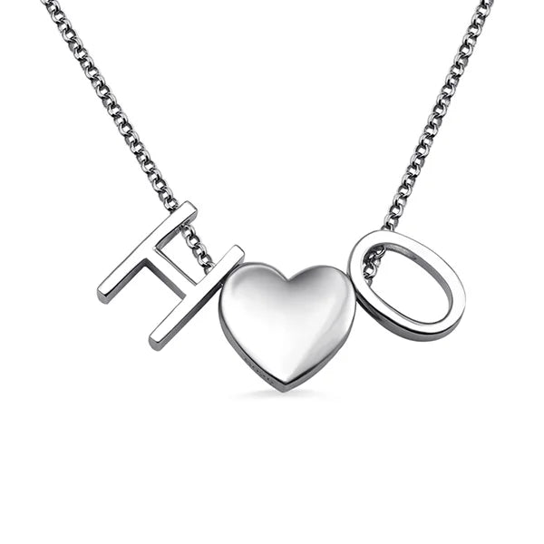 Personalized Two Letters Heart Necklace Sterling Silver - Glamour