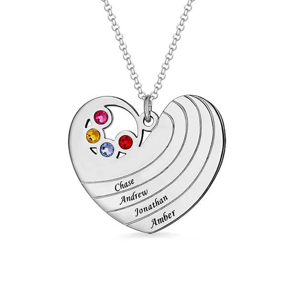 Heart Necklace with Birthstone &Name - Glamour