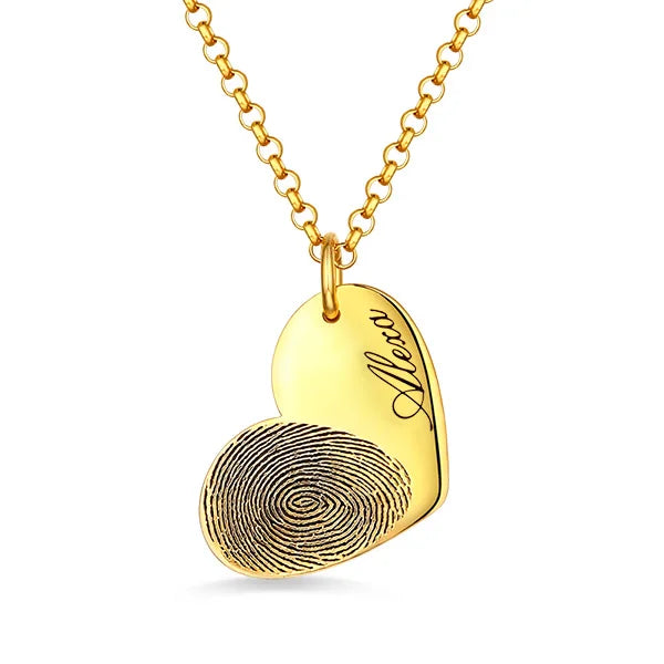 Personalized Fingerprint Heart Necklace With Name - Glamour