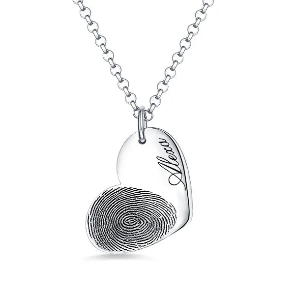 Personalized Fingerprint Heart Necklace With Name - Glamour
